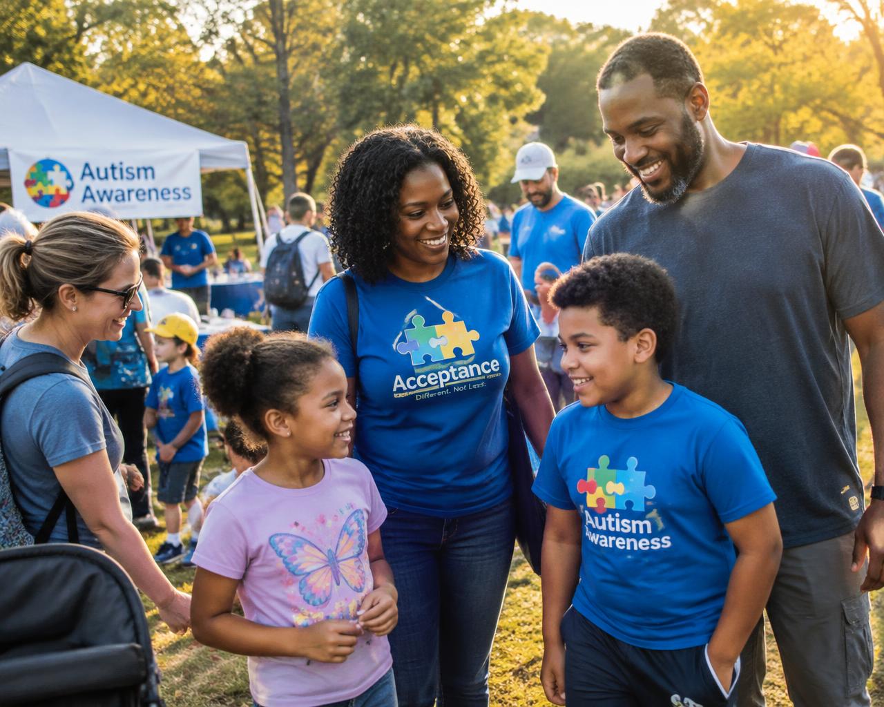 Families at an autism awareness event
